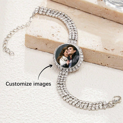 Custom Photo Zircon Bracelet | Alloy + 3A Zircon - A Wearable Memory of Your Most Treasured Moments - Aruary Studio ｜ Artisanal Jewelry