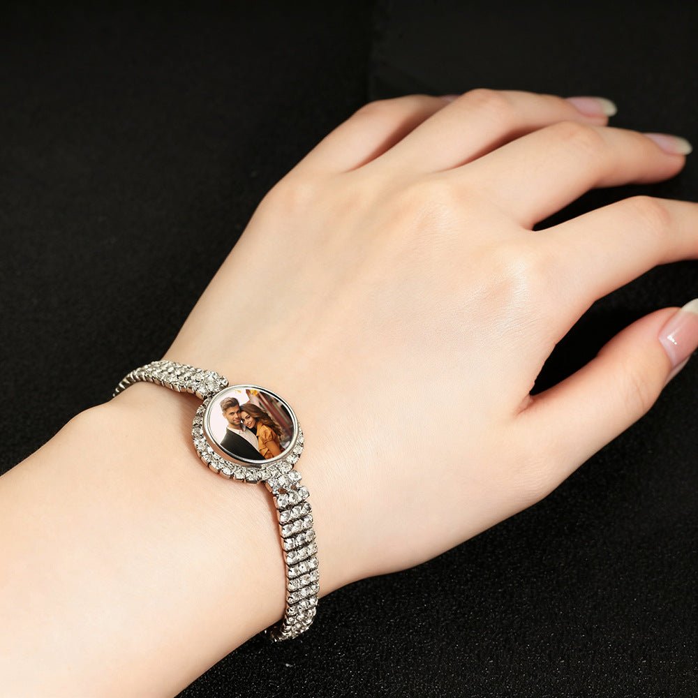 Custom Photo Zircon Bracelet | Alloy + 3A Zircon - A Wearable Memory of Your Most Treasured Moments - Aruary Studio ｜ Artisanal Jewelry