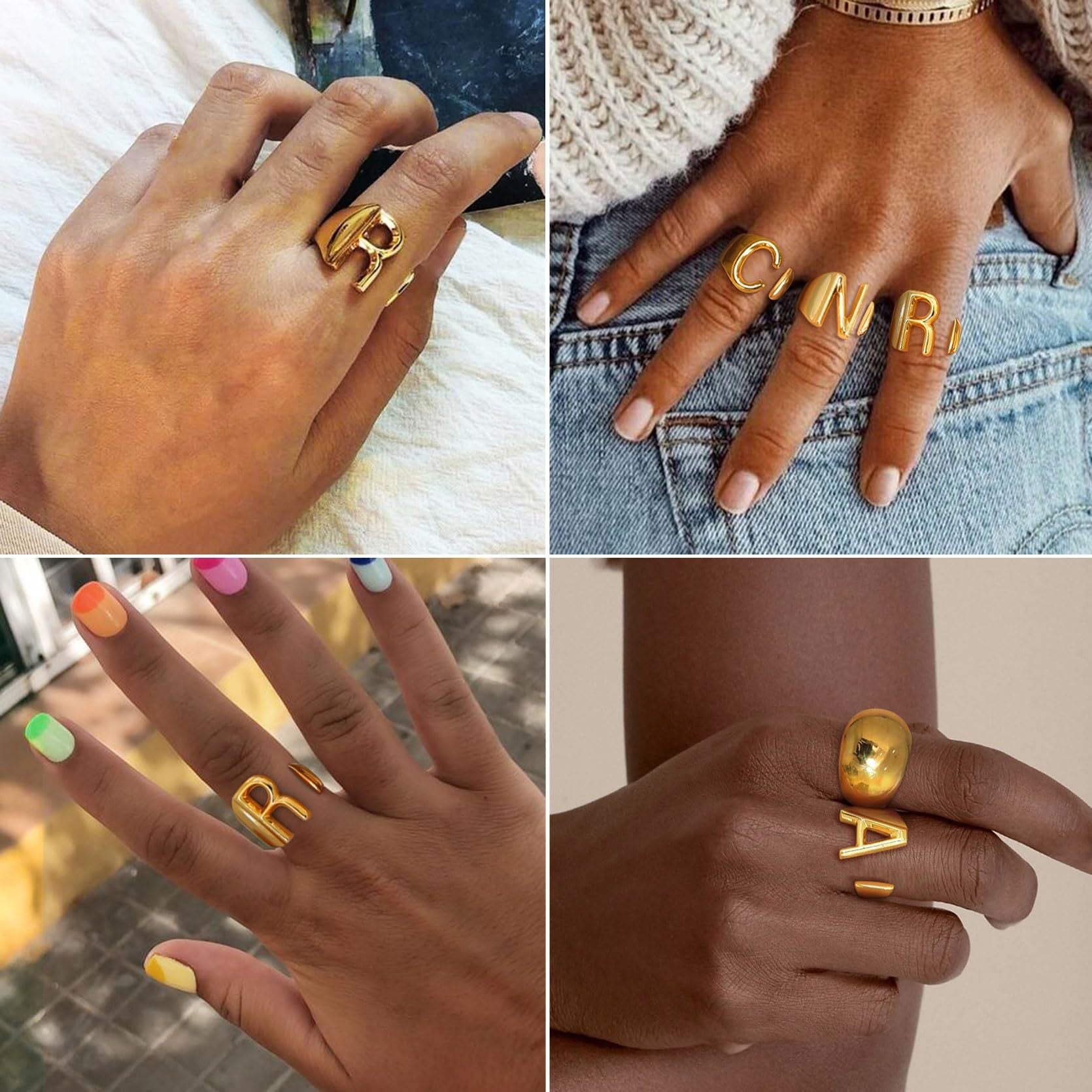 Customizable S925 Silver Alphabet Ring | Adjustable Initial Letter Ring | Stackable Minimalist Jewelry - Aruary Studio ｜ Artisanal Jewelry