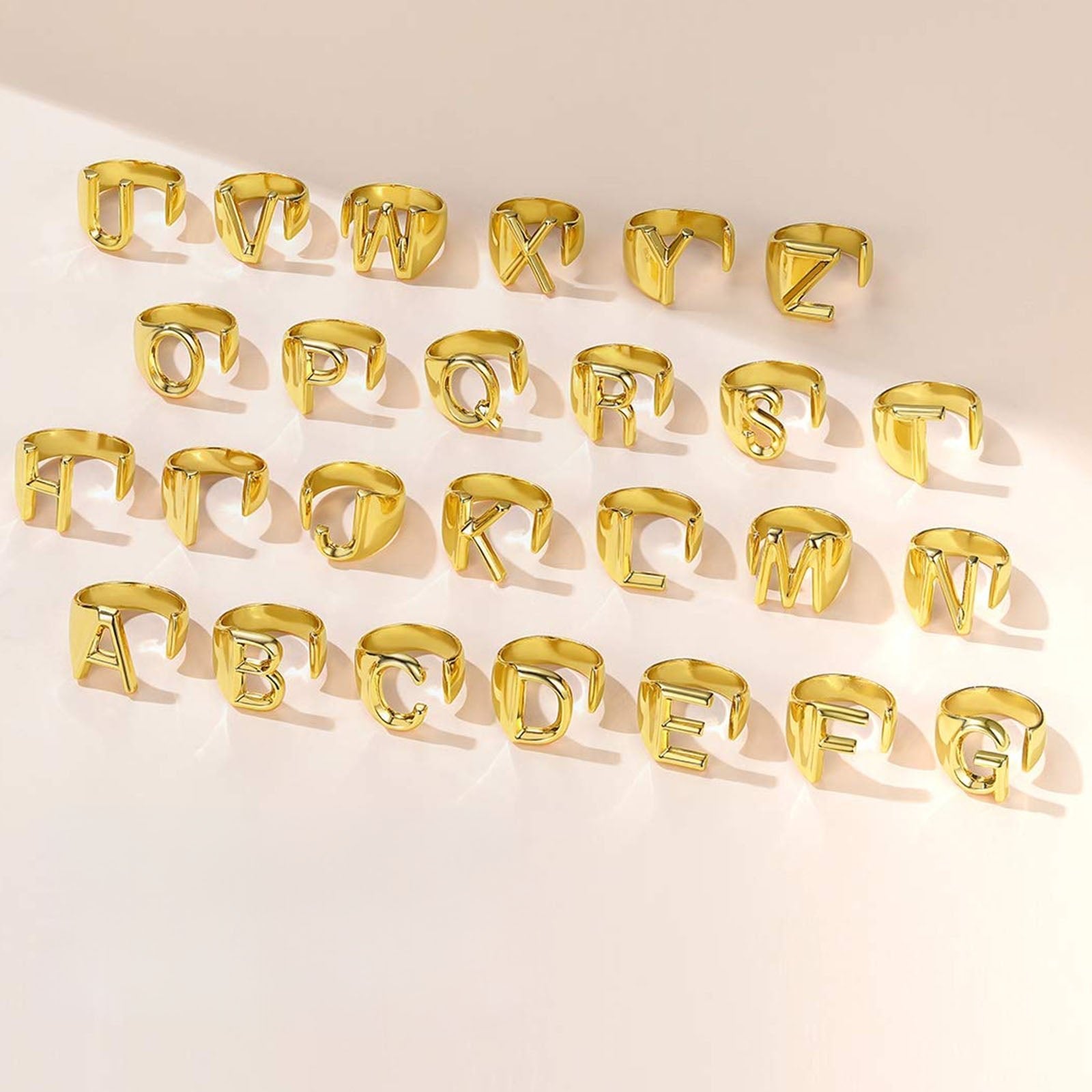 Customizable S925 Silver Alphabet Ring | Adjustable Initial Letter Ring | Stackable Minimalist Jewelry - Aruary Studio ｜ Artisanal Jewelry