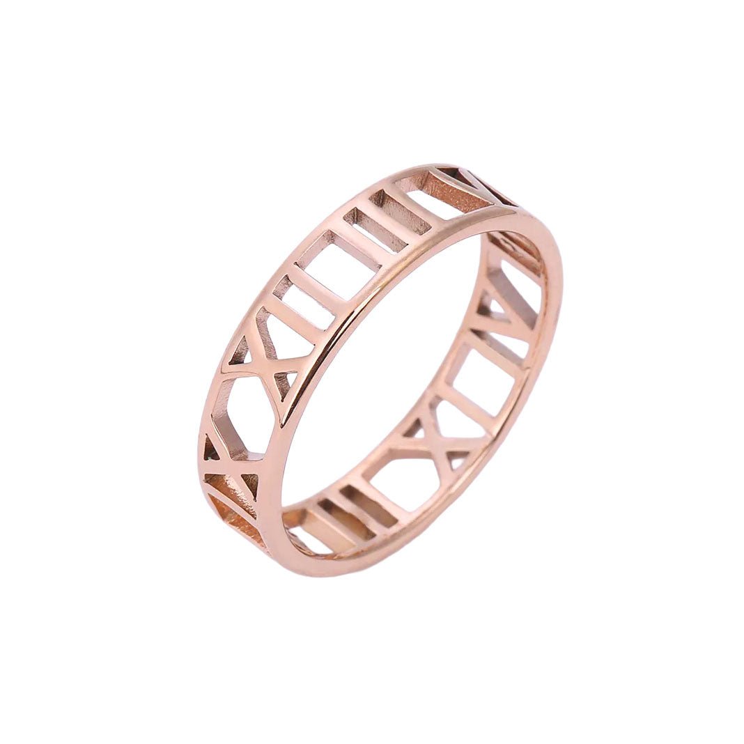Cut - Out Roman Numeral Titanium Steel Ring - Timeless Style in 3 Classic Hues - Aruary Studio ｜ Artisanal Jewelry