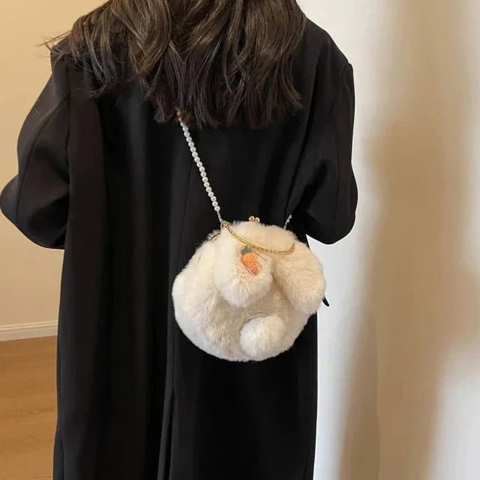 Cute Bunny Ear Plush Handbag | PU Leather - Adorable Sweet Style with Versatile Wear - Aruary Studio ｜ Artisanal Jewelry