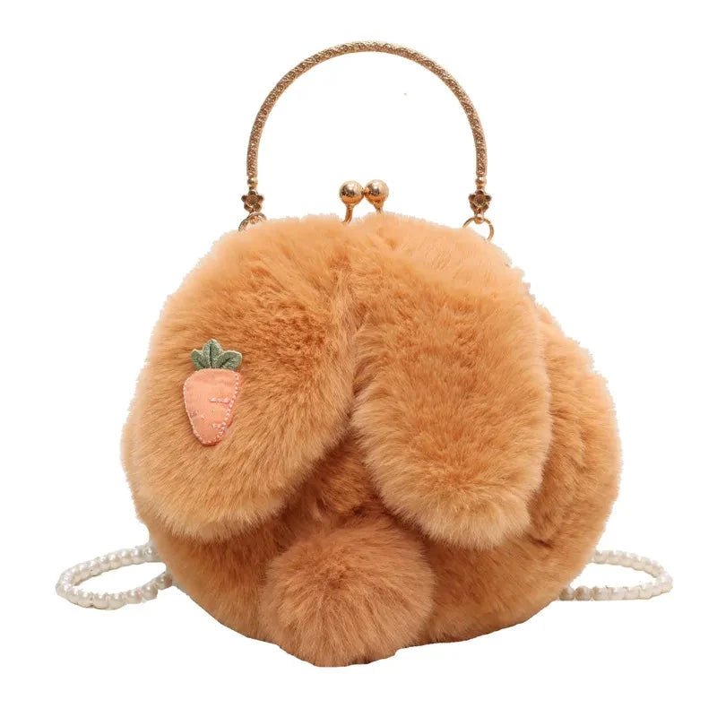 Cute Bunny Ear Plush Handbag | PU Leather - Adorable Sweet Style with Versatile Wear - Aruary Studio ｜ Artisanal Jewelry