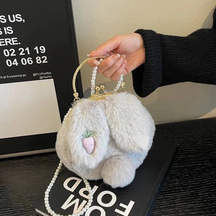 Cute Bunny Ear Plush Handbag | PU Leather - Adorable Sweet Style with Versatile Wear - Aruary Studio ｜ Artisanal Jewelry
