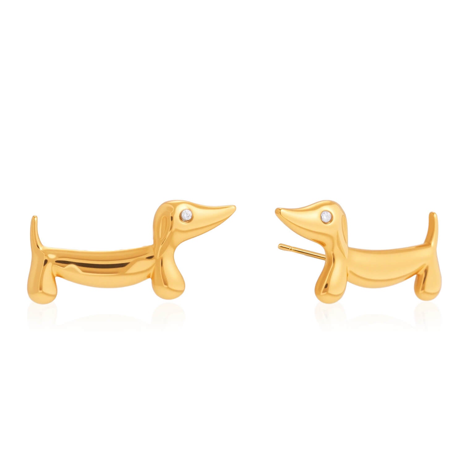 Dachshund 18K Gold - Plated Stud Earrings | Titanium Steel + 5A Zircon - Aruary Studio ｜ Artisanal Jewelry