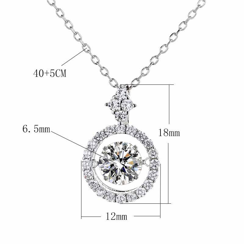 Dainty Dancing Moissanite Necklace – Authentic 925 Sterling Silver Halo Pendant with D Color VVS1 Solitaire, Sparkling Gift for Her - Aruary Studio ｜ Artisanal Jewelry
