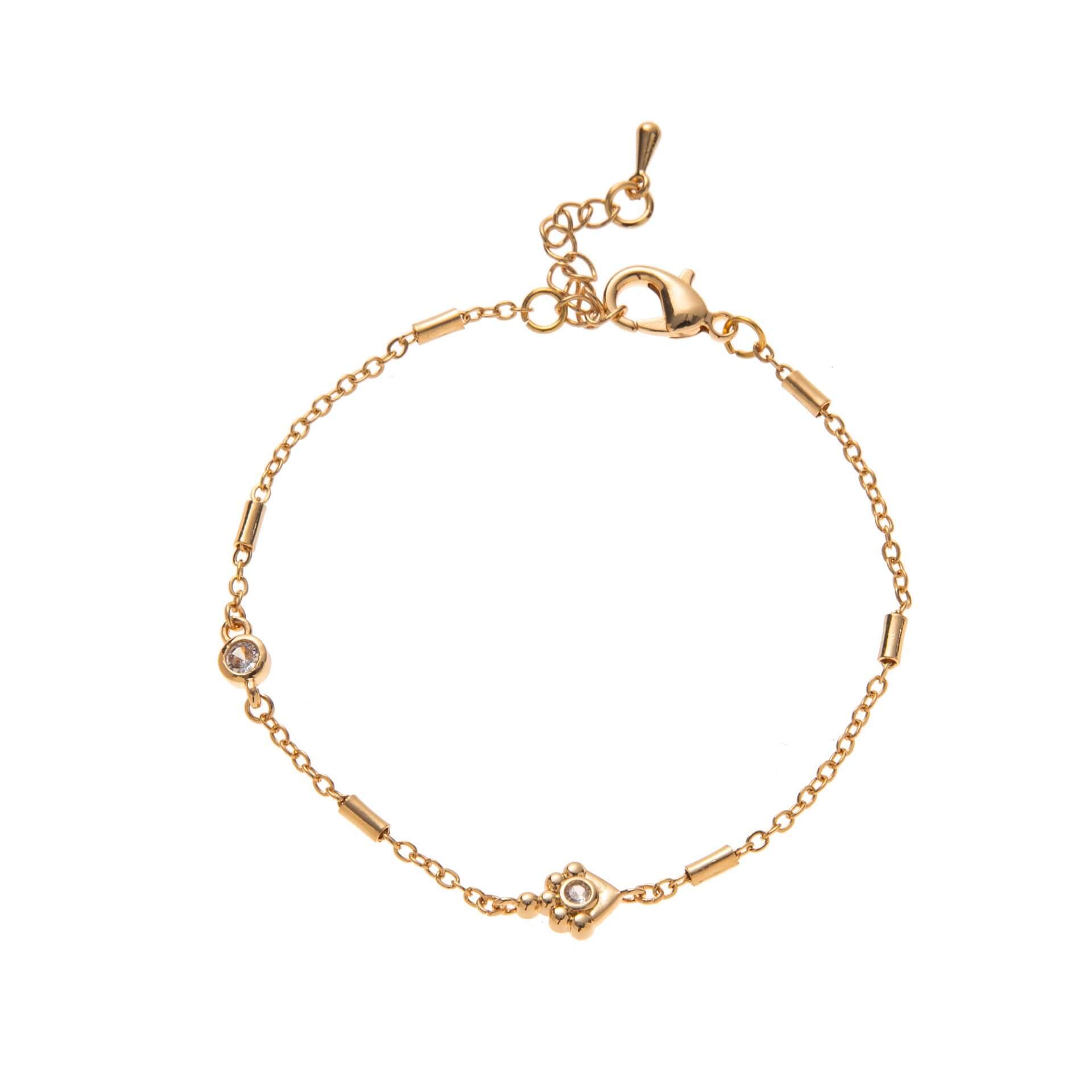 Dainty Heart Zircon Gold - Plated Bracelet | 5A Zircon + Gold - Plated - Aruary Studio ｜ Artisanal Jewelry