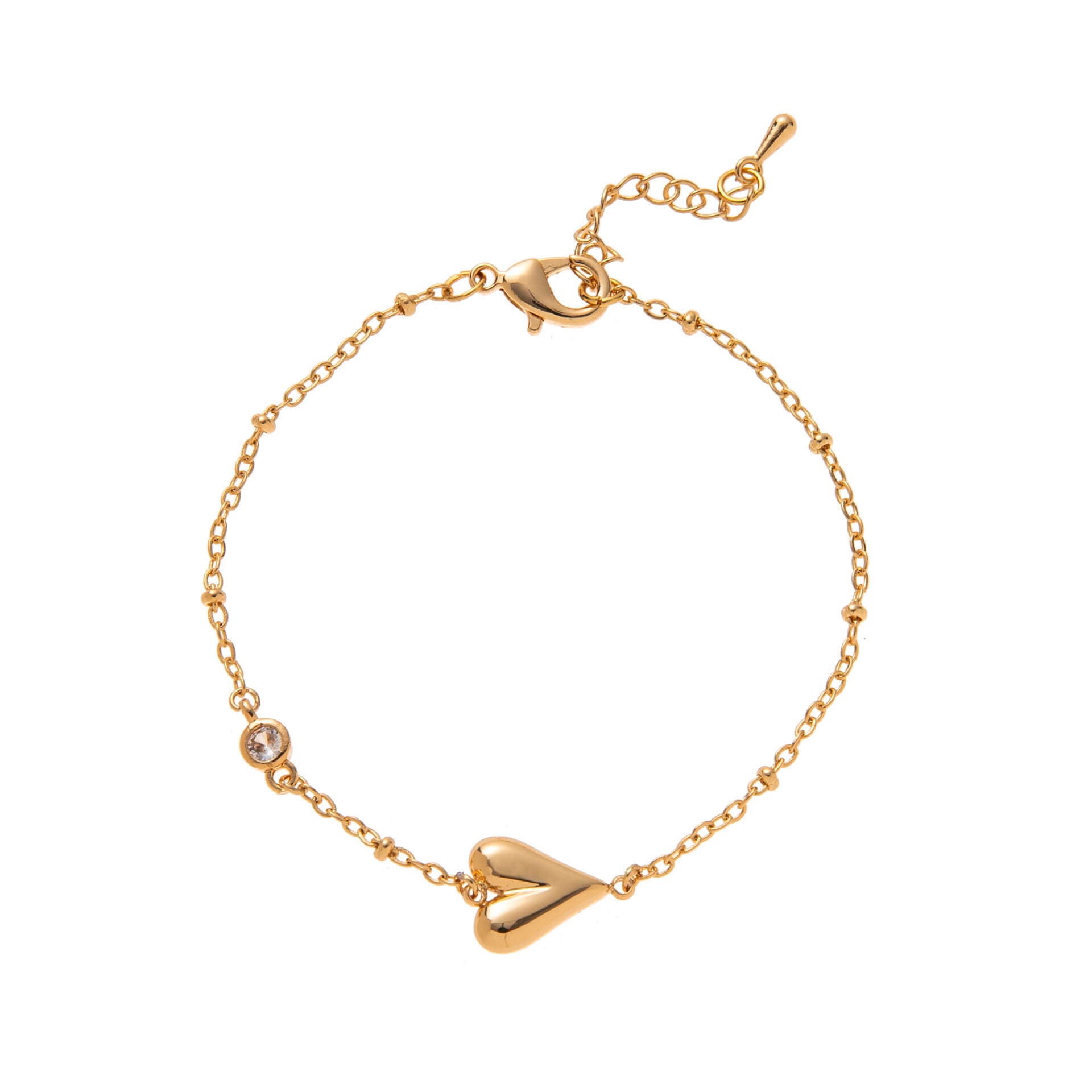 Dainty Heart Zircon Gold - Plated Bracelet | 5A Zircon + Gold - Plated - Aruary Studio ｜ Artisanal Jewelry