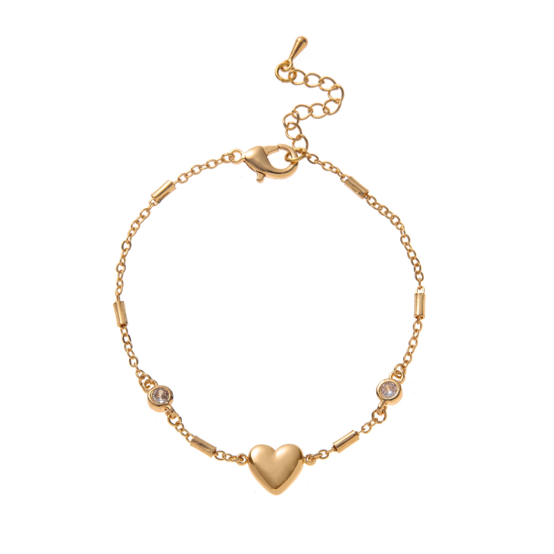 Dainty Heart Zircon Gold - Plated Bracelet | 5A Zircon + Gold - Plated - Aruary Studio ｜ Artisanal Jewelry