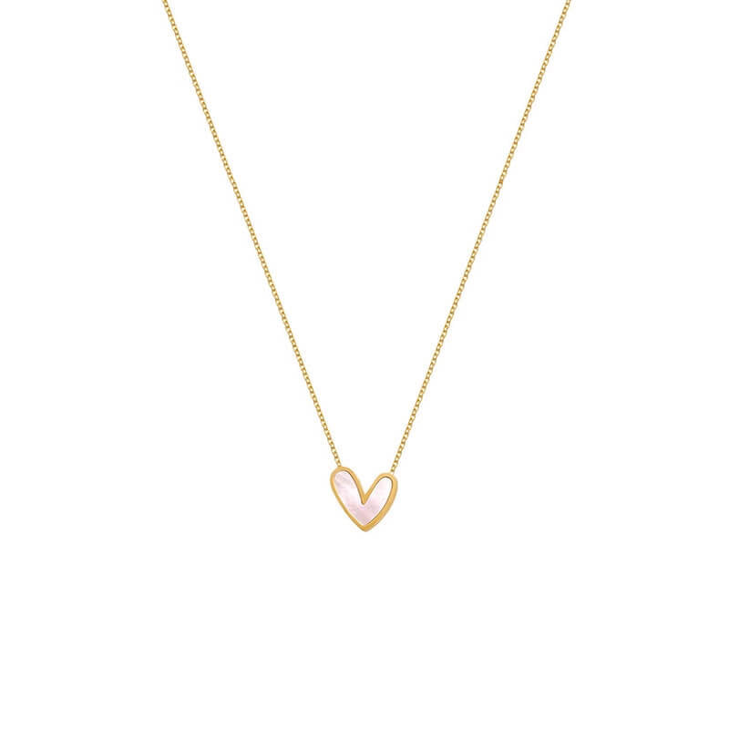 Dainty Shell Heart Pendant Necklace - Minimalist Gold Choker for Women, Meaningful Jewelry Gift - Aruary Studio ｜ Artisanal Jewelry