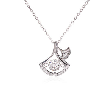 Dancing Moissanite Ginkgo Leaf Necklace in 925 Sterling Silver | Shimmering Lab Diamond Alternative Pendant | Nature - Inspired Fine Jewelry Gift - Aruary Studio ｜ Artisanal Jewelry