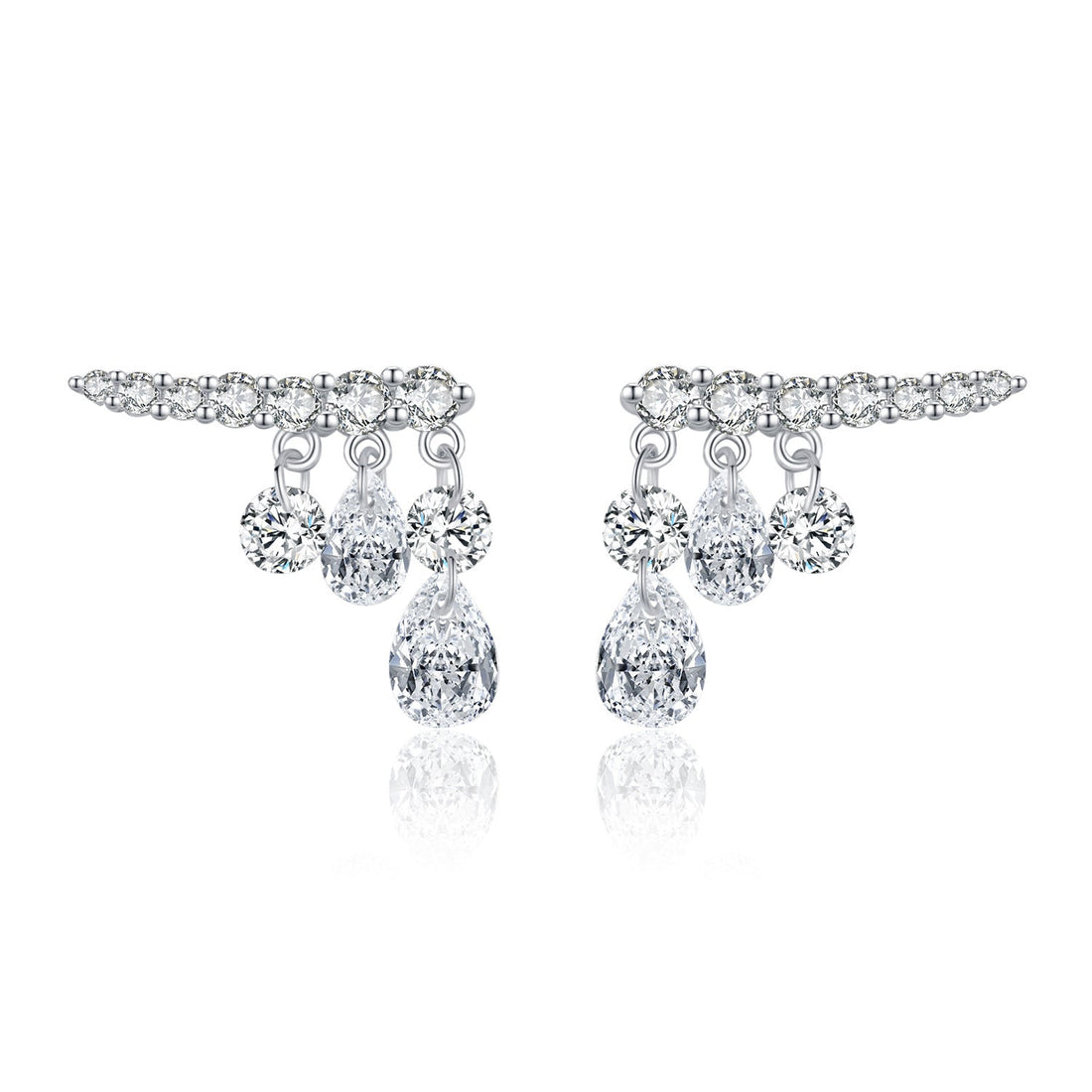 Dangling Water Drop Zircon Earrings | 925 Sterling Silver - Sparkling Elegance with Fluid Movement - Aruary Studio ｜ Artisanal Jewelry