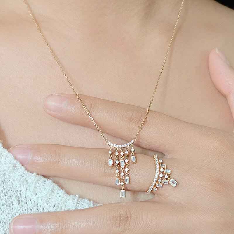 Diamond Cluster Tassel Necklace / Ring