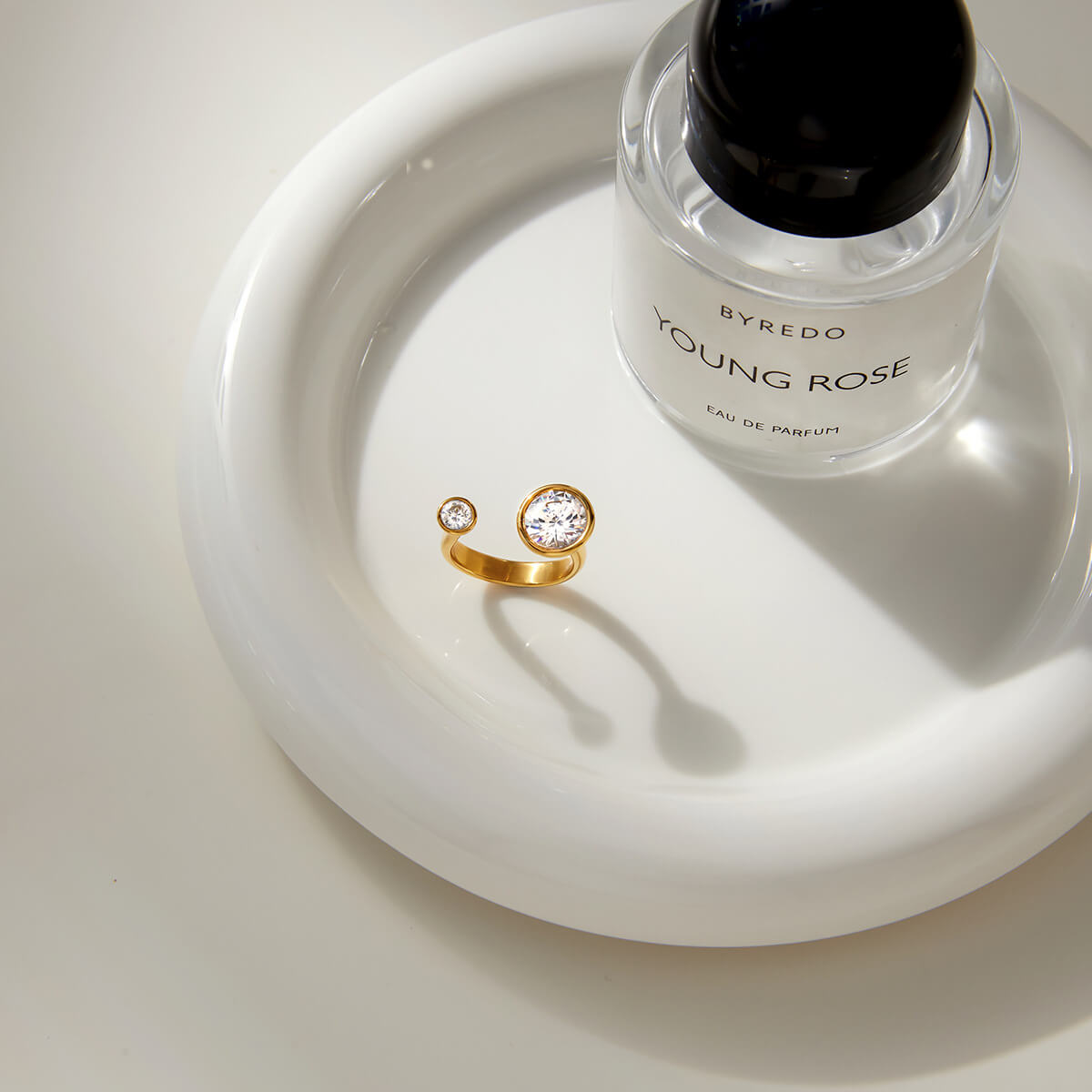 Double 5A Zircon Open Ring | 18K Gold - Plated Titanium Steel - Aruary Studio ｜ Artisanal Jewelry