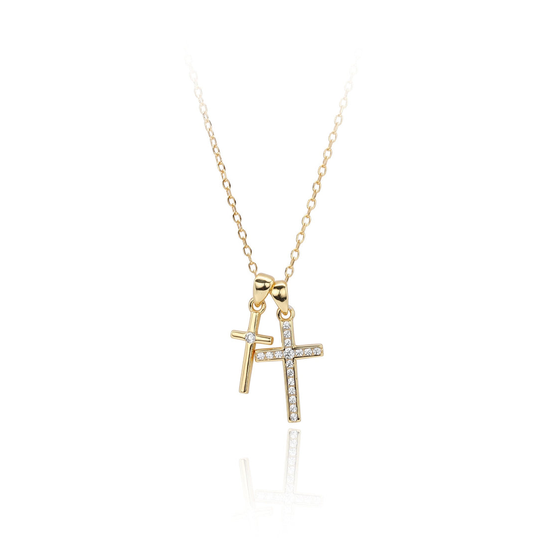 Double Cross Zircon Necklace | S925 Sterling Silver - Symbol of Faith & Modern Elegance - Aruary Studio ｜ Artisanal Jewelry