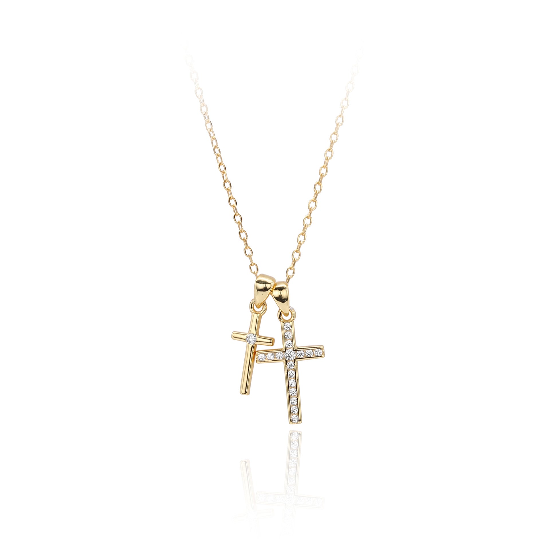 Double Cross Zircon Necklace | S925 Sterling Silver - Symbol of Faith & Modern Elegance - Aruary Studio ｜ Artisanal Jewelry