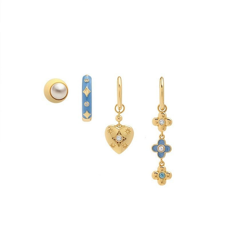 Drake Fjord Earring Set | 925 Sterling Silver + Enamel Detailing - Aruary Studio ｜ Artisanal Jewelry