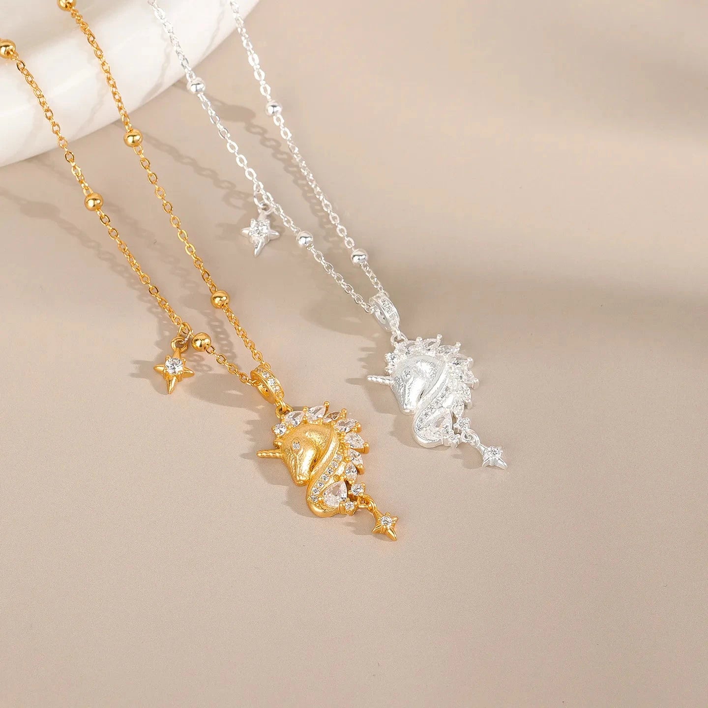 Dreamy Unicorn Necklace | 925 Sterling Silver Gold Plated - Symbol of Magic & Individuality - Aruary Studio ｜ Artisanal Jewelry