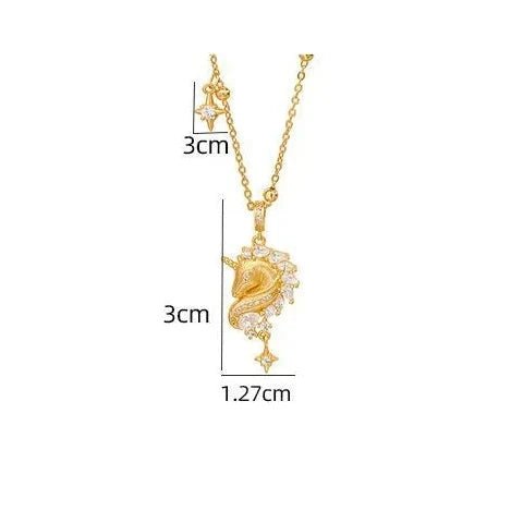 Dreamy Unicorn Necklace | 925 Sterling Silver Gold Plated - Symbol of Magic & Individuality - Aruary Studio ｜ Artisanal Jewelry
