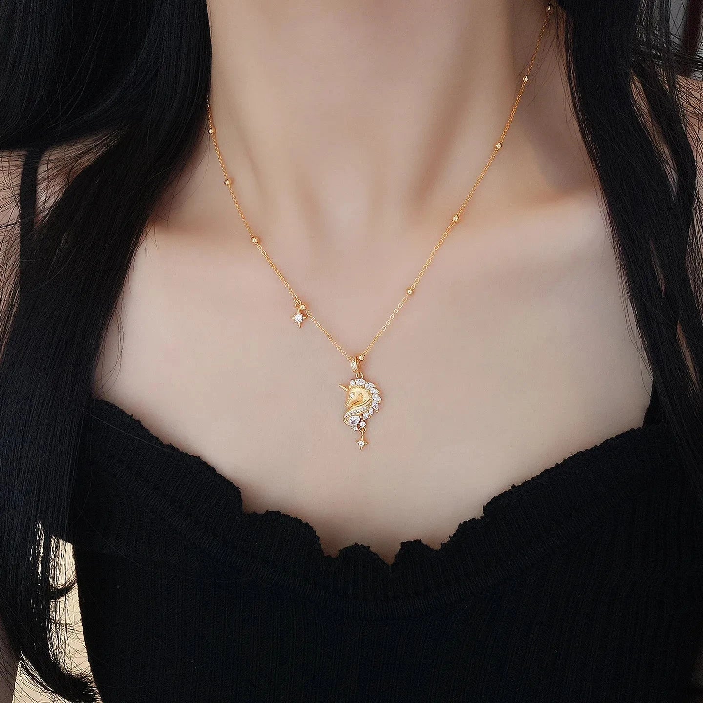 Dreamy Unicorn Necklace | 925 Sterling Silver Gold Plated - Symbol of Magic & Individuality - Aruary Studio ｜ Artisanal Jewelry