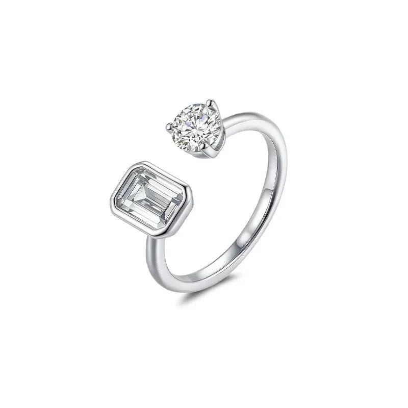 Geometric Elegance Moissanite Ring with Diamond-Like Sparkle - Aruary Studio ｜ Artisanal Jewelry