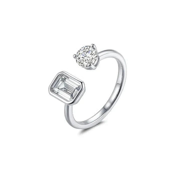 Geometric Elegance Moissanite Ring with Diamond-Like Sparkle - Aruary Studio ｜ Artisanal Jewelry