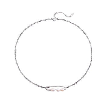 Elegant Paperclip Pearl Necklace - Freshwater Cultured Pearls & Titanium Steel - Minimalist Luxury Jewelry - Aruary Studio ｜ Artisanal Jewelry