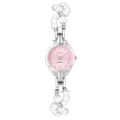 Elegant Pearl Chain Women's Watch - 21mm Quartz Timepiece w/ Mineral Glass & Screw - Down Crown - Aruary Studio ｜ Artisanal Jewelry