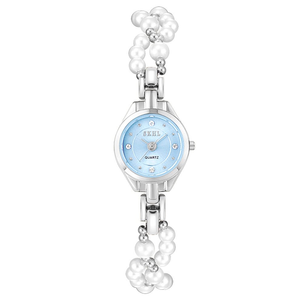 Elegant Pearl Chain Women's Watch - 21mm Quartz Timepiece w/ Mineral Glass & Screw - Down Crown - Aruary Studio ｜ Artisanal Jewelry