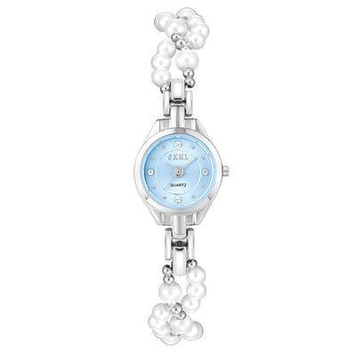 Elegant Pearl Chain Women's Watch - 21mm Quartz Timepiece w/ Mineral Glass & Screw - Down Crown - Aruary Studio ｜ Artisanal Jewelry