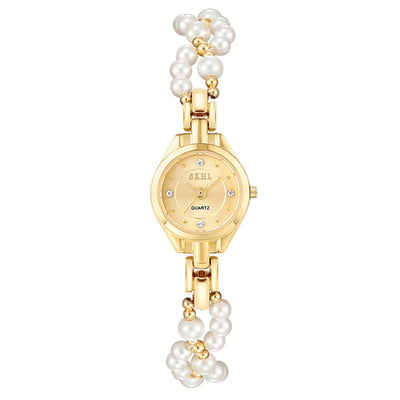 Elegant Pearl Chain Women's Watch - 21mm Quartz Timepiece w/ Mineral Glass & Screw - Down Crown - Aruary Studio ｜ Artisanal Jewelry