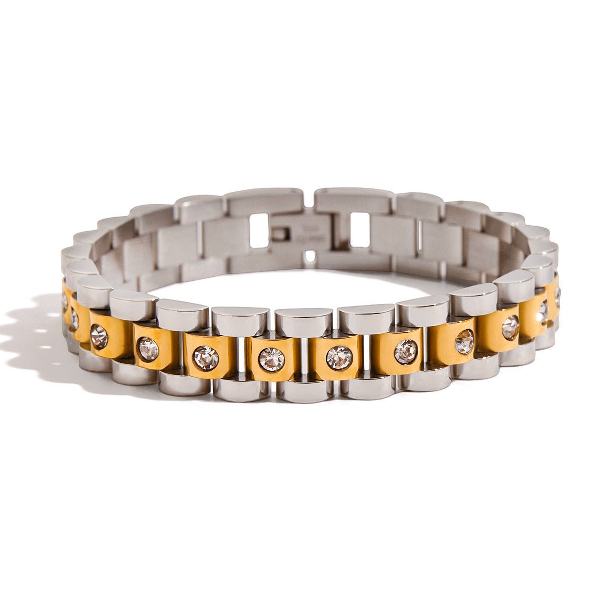 Elegant Titanium Steel White Diamond Chain Bracelet: Hypoallergenic Ring - Link Luxury for Women - Aruary Studio ｜ Artisanal Jewelry