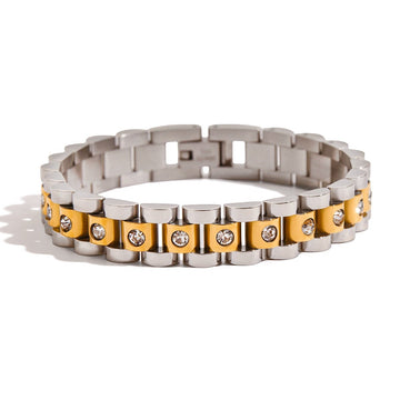 Elegant Titanium Steel White Diamond Chain Bracelet: Hypoallergenic Ring - Link Luxury for Women - Aruary Studio ｜ Artisanal Jewelry