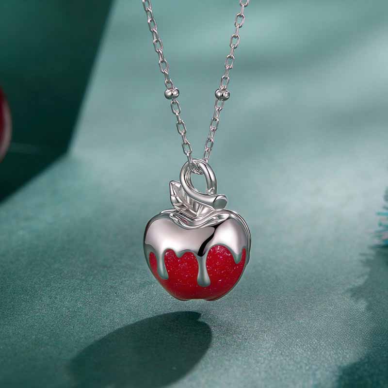 Enchanted Christmas Apple Locket Necklace | 925 Sterling Silver - Whimsical Holiday Charm with Adjustable 40+5cm Chain - Aruary Studio ｜ Artisanal Jewelry