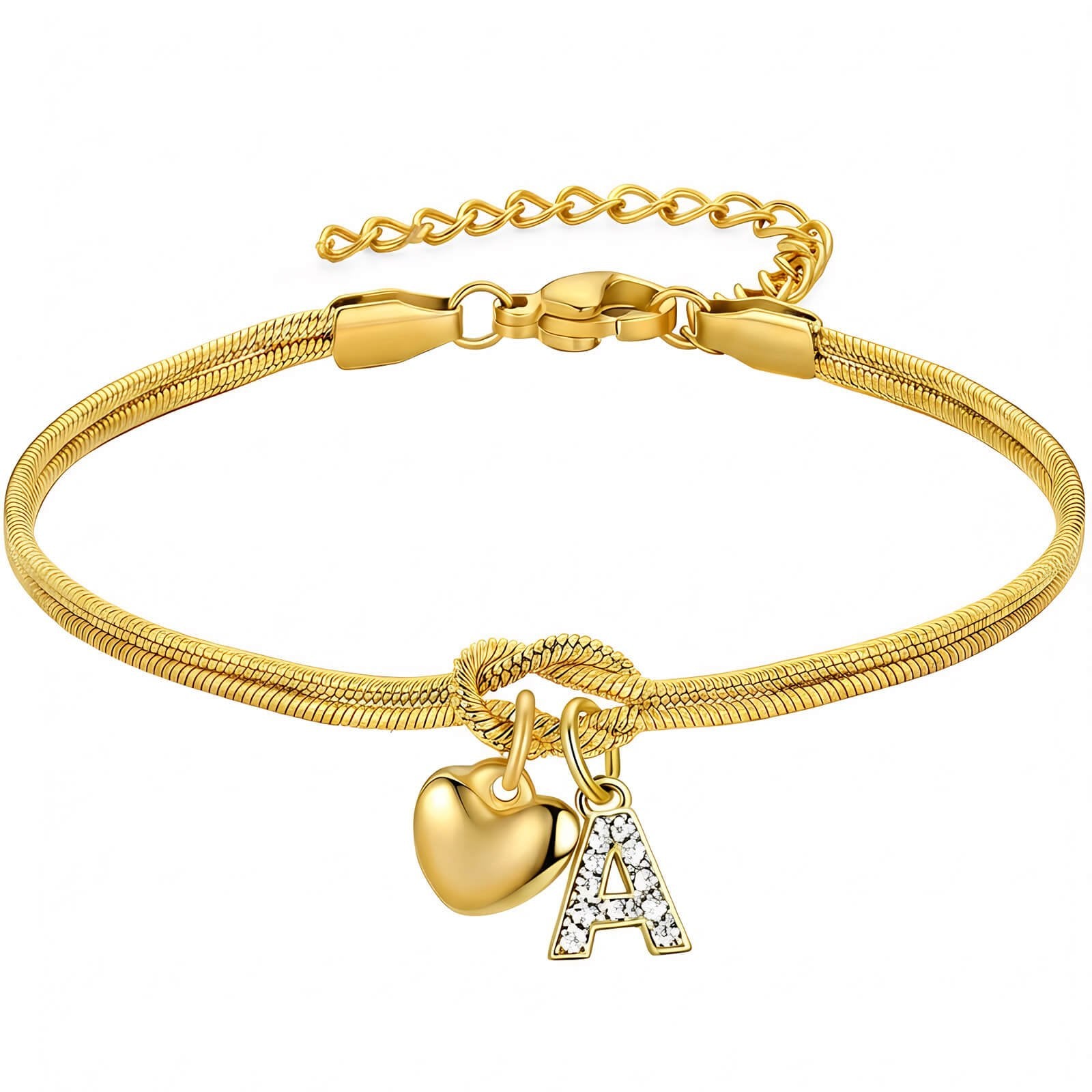 Eternal Bond: Personalizable Love Knot Snake Chain Bracelet - Aruary Studio ｜ Artisanal Jewelry