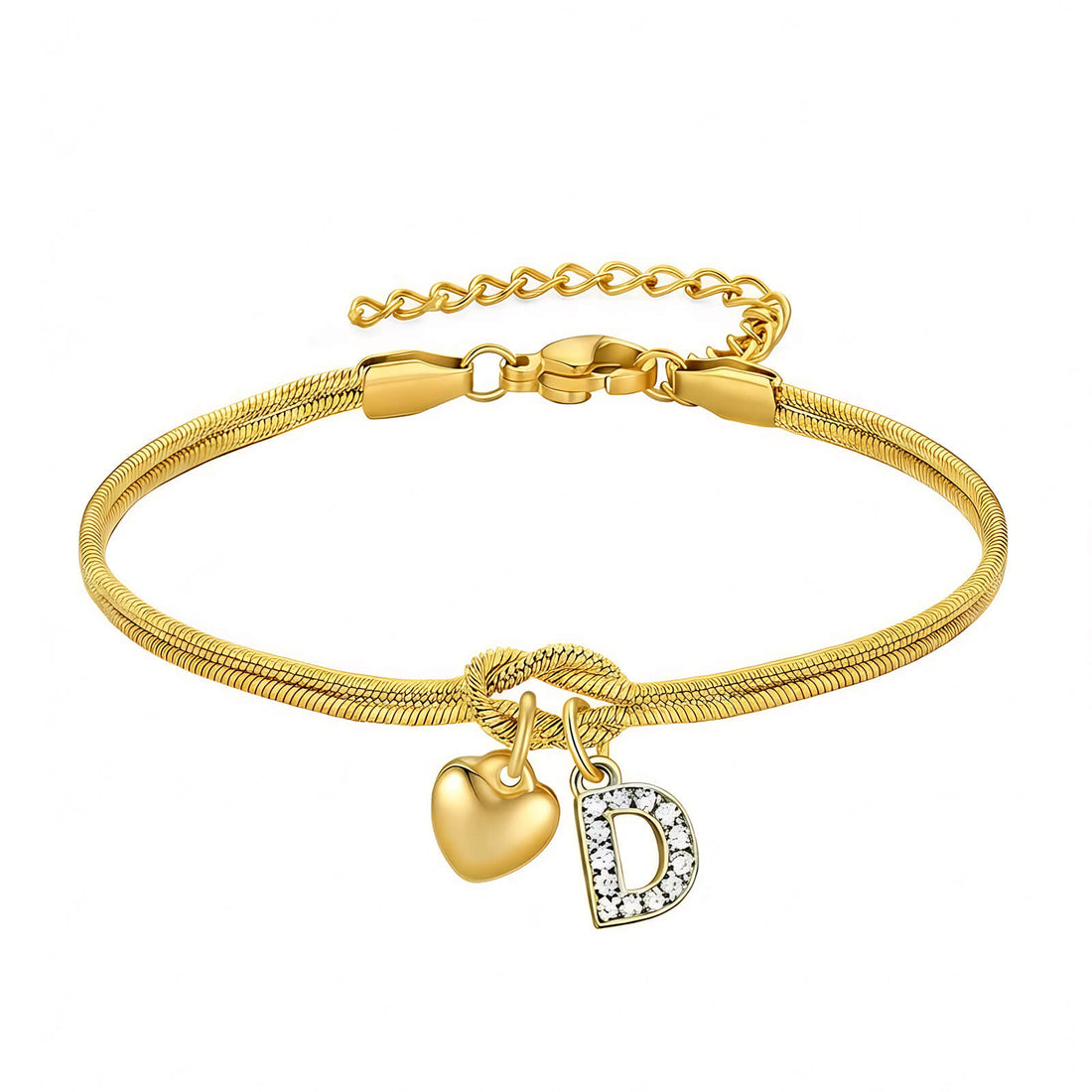Eternal Bond: Personalizable Love Knot Snake Chain Bracelet - Aruary Studio ｜ Artisanal Jewelry