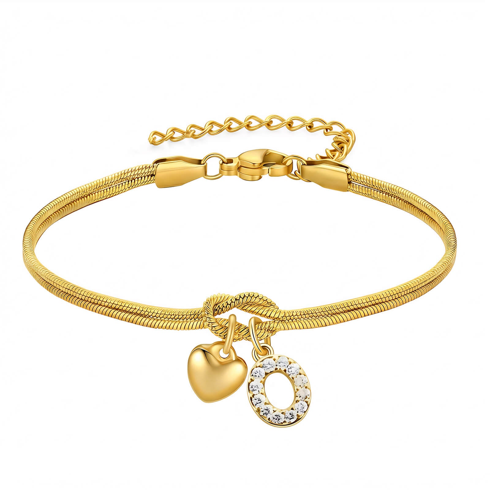 Eternal Bond: Personalizable Love Knot Snake Chain Bracelet - Aruary Studio ｜ Artisanal Jewelry
