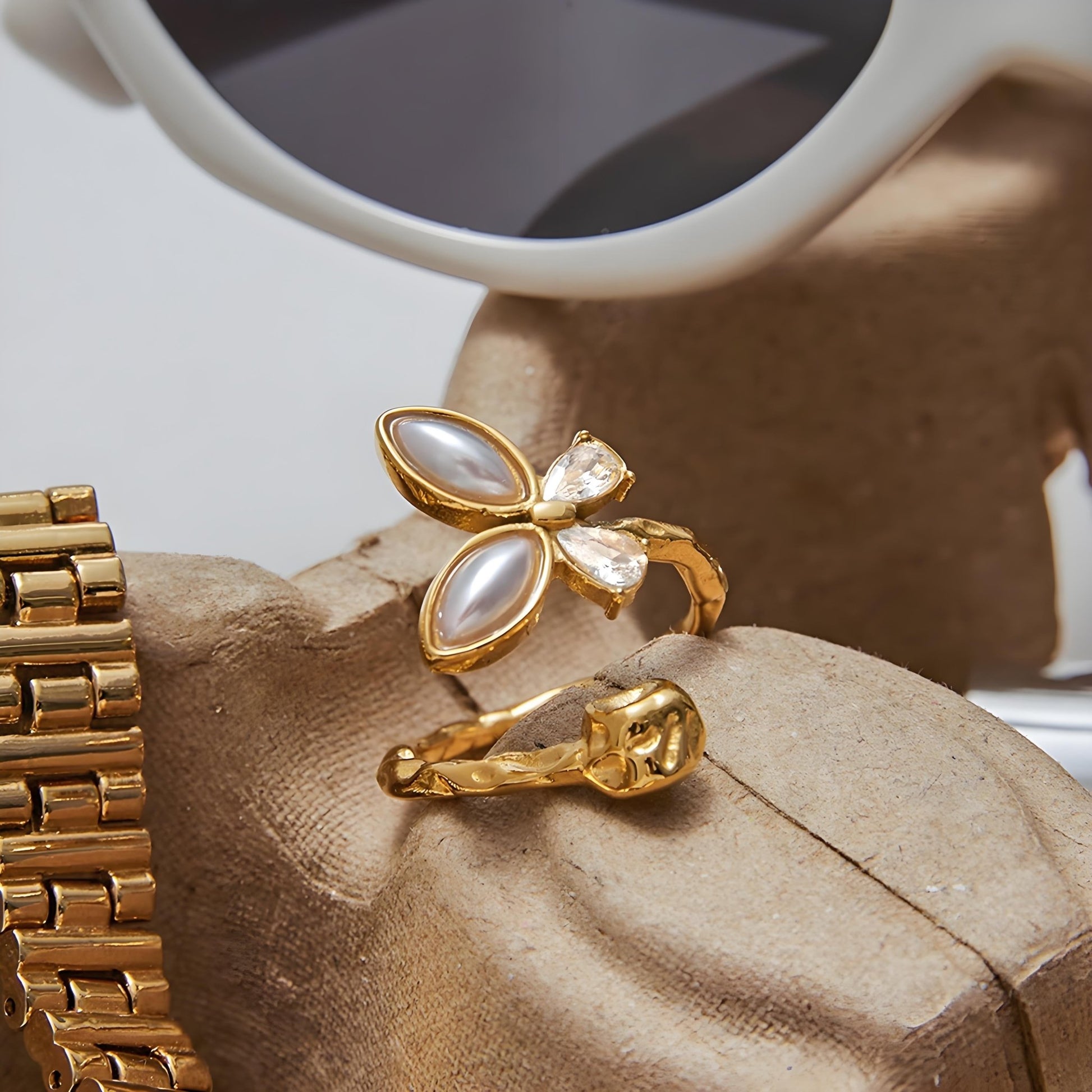 European Style Titanium Butterfly Ring - Adjustable Stainless Steel Jewelry, Hypoallergenic & Fade - Proof, Lightweight Luxury - Aruary Studio ｜ Artisanal Jewelry