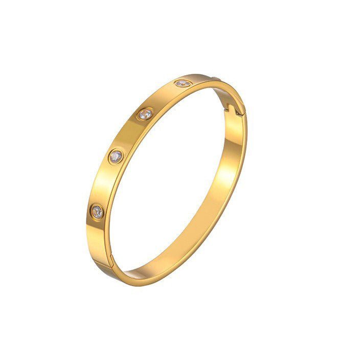 Everlast Water - Safe Bangle | 10 Stone Titanium Steel Bracelet | Fade Proof Gold Jewelry - Aruary Studio ｜ Artisanal Jewelry