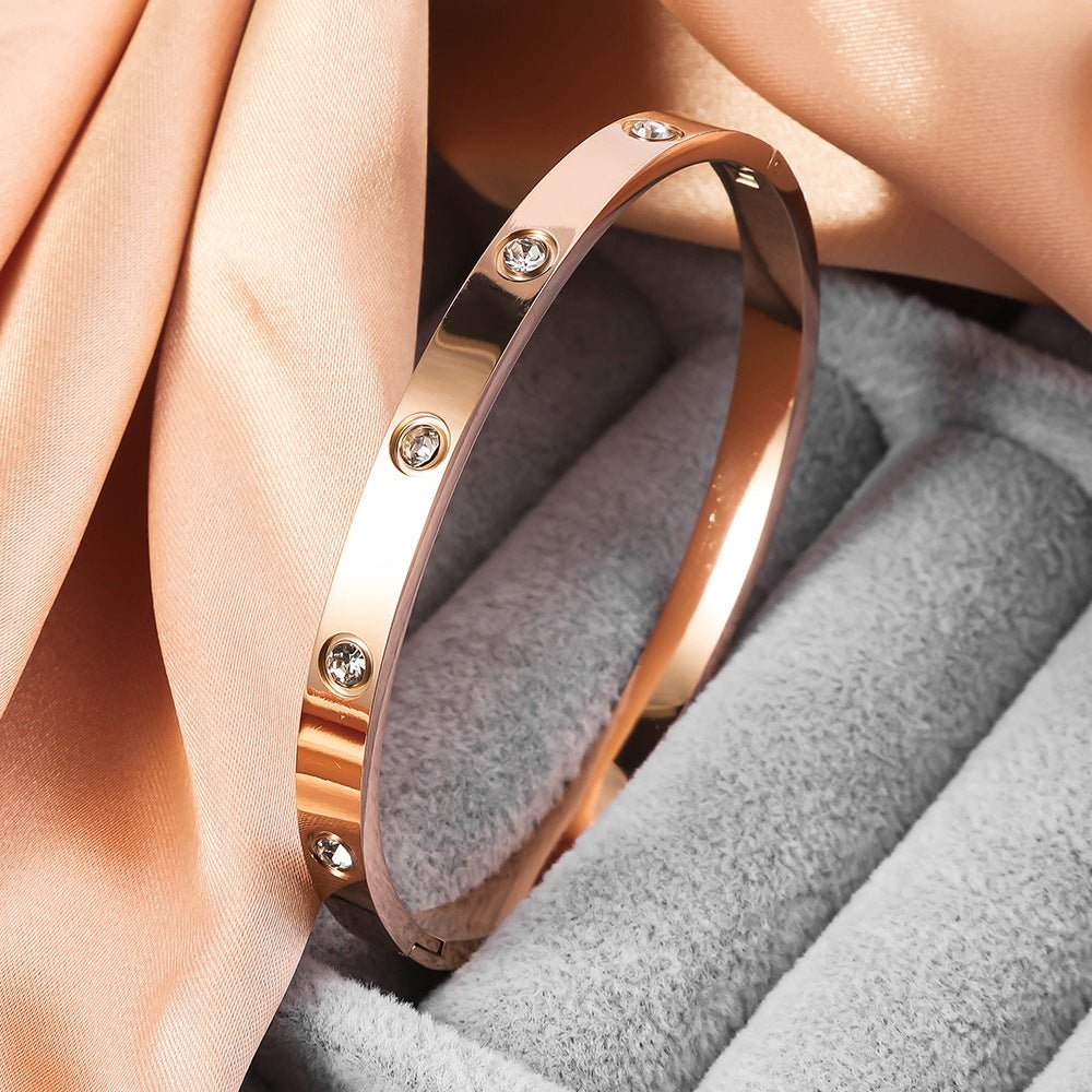 Everlast Water - Safe Bangle | 10 Stone Titanium Steel Bracelet | Fade Proof Gold Jewelry - Aruary Studio ｜ Artisanal Jewelry