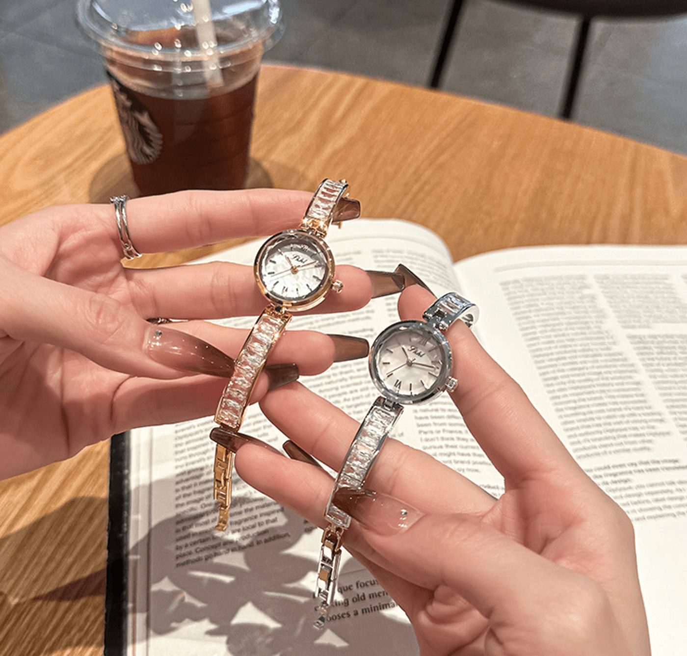 Exquisite Crystal Chain Watch - 34mm Quartz Kaleidoscope Dial, Mineral Glass, Alloy Clasp - Aruary Studio ｜ Artisanal Jewelry