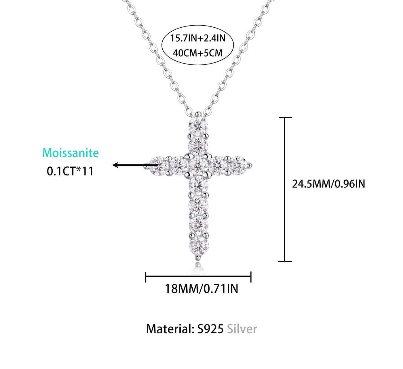 Faith Cross Necklace | S925 Silver + Moissanite - Timeless Symbol of Devotion with Diamond - Like Sparkle - Aruary Studio ｜ Artisanal Jewelry