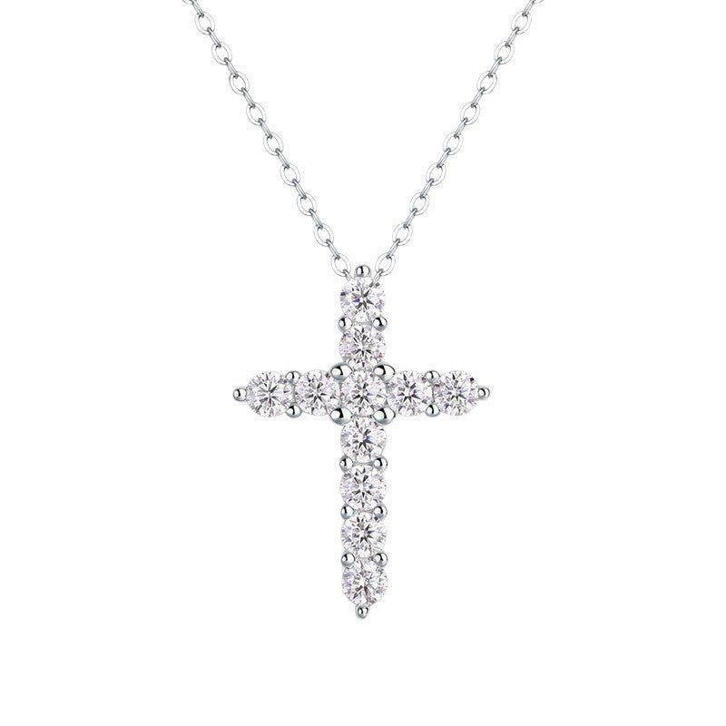 Faith Cross Necklace | S925 Silver + Moissanite - Timeless Symbol of Devotion with Diamond - Like Sparkle - Aruary Studio ｜ Artisanal Jewelry