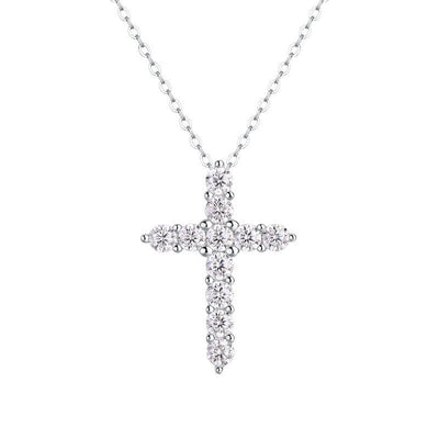 Faith Cross Necklace | S925 Silver + Moissanite - Timeless Symbol of Devotion with Diamond - Like Sparkle - Aruary Studio ｜ Artisanal Jewelry