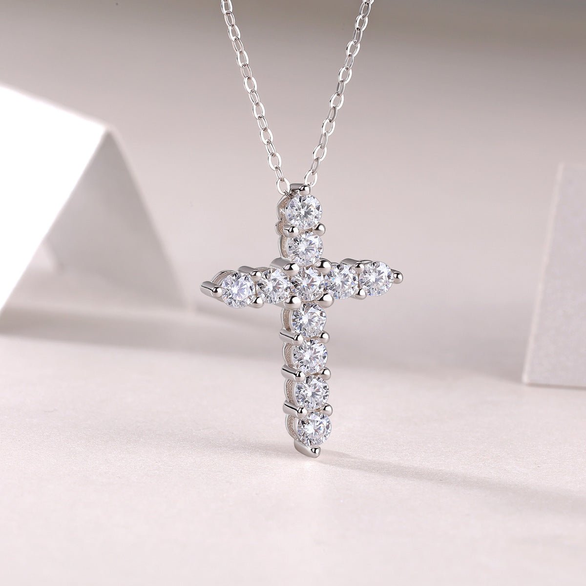 Faith Cross Necklace | S925 Silver + Moissanite - Timeless Symbol of Devotion with Diamond - Like Sparkle - Aruary Studio ｜ Artisanal Jewelry