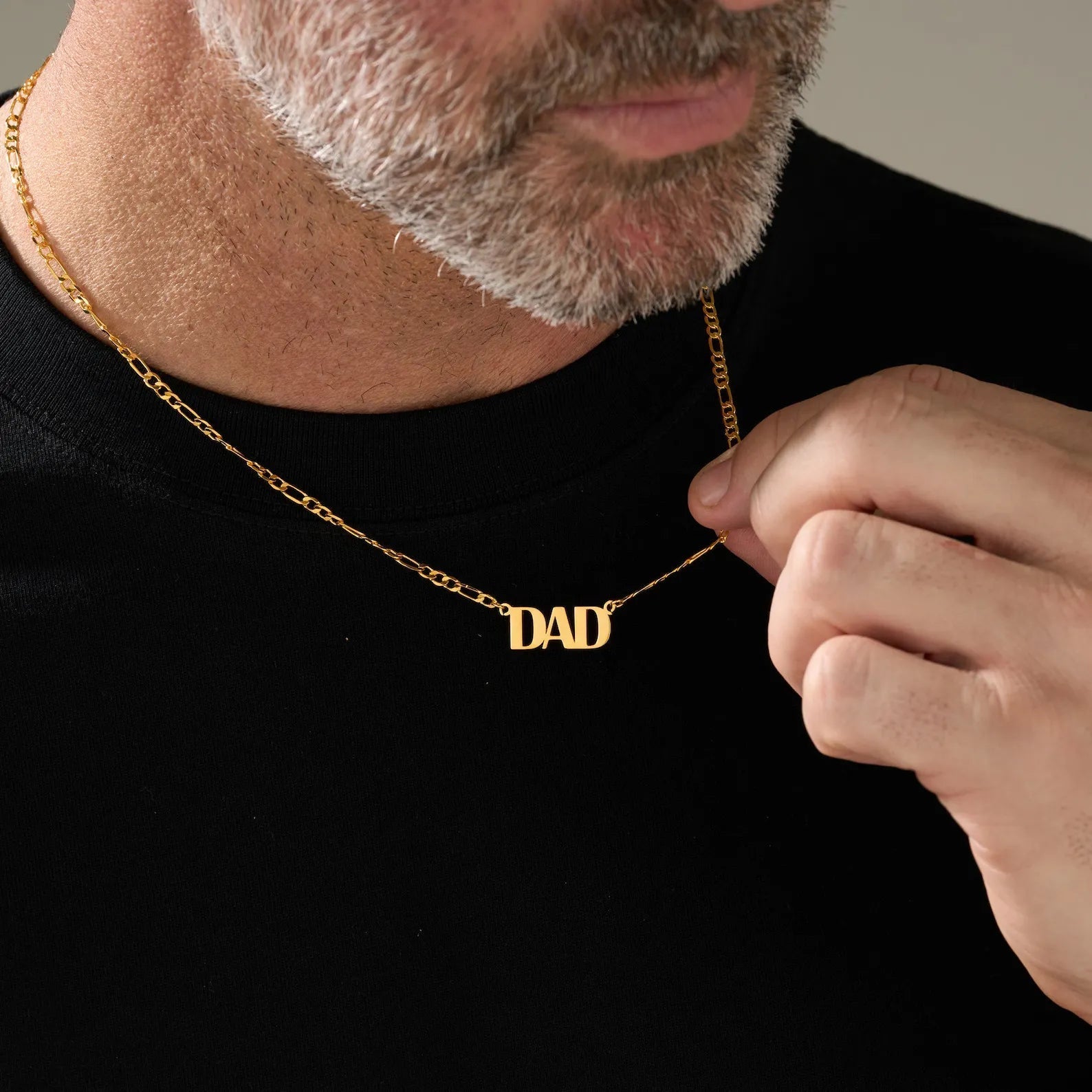 Father's Day Titanium "DAD" Necklace - 18K Gold Plated Unbreakable Gift, Engraved Pendant for Dad - Aruary Studio ｜ Artisanal Jewelry