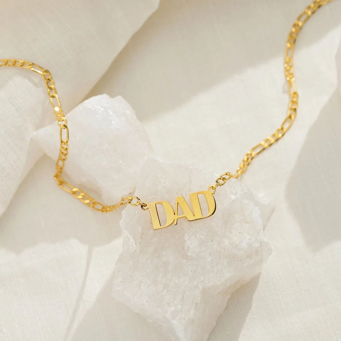 Father's Day Titanium "DAD" Necklace - 18K Gold Plated Unbreakable Gift, Engraved Pendant for Dad - Aruary Studio ｜ Artisanal Jewelry