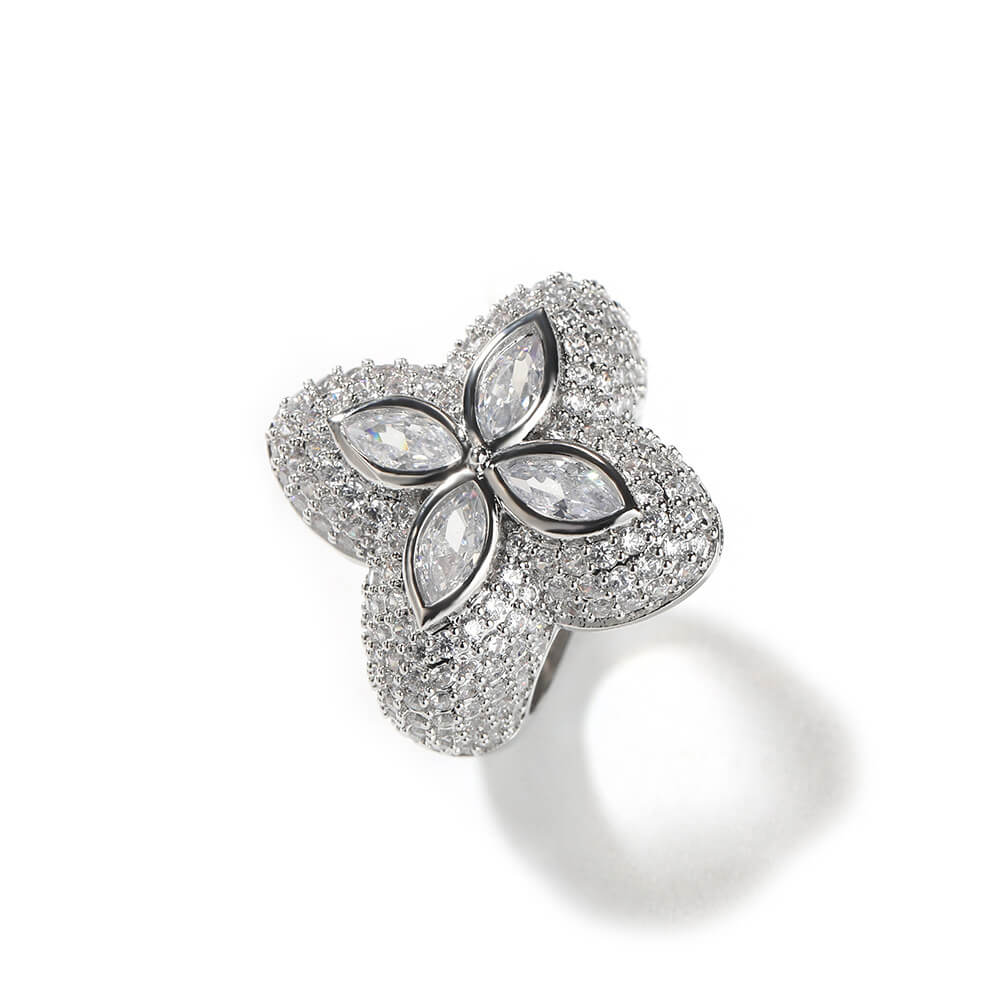 Four - Leaf Clover Zircon Ring - Aruary Studio ｜ Artisanal Jewelry