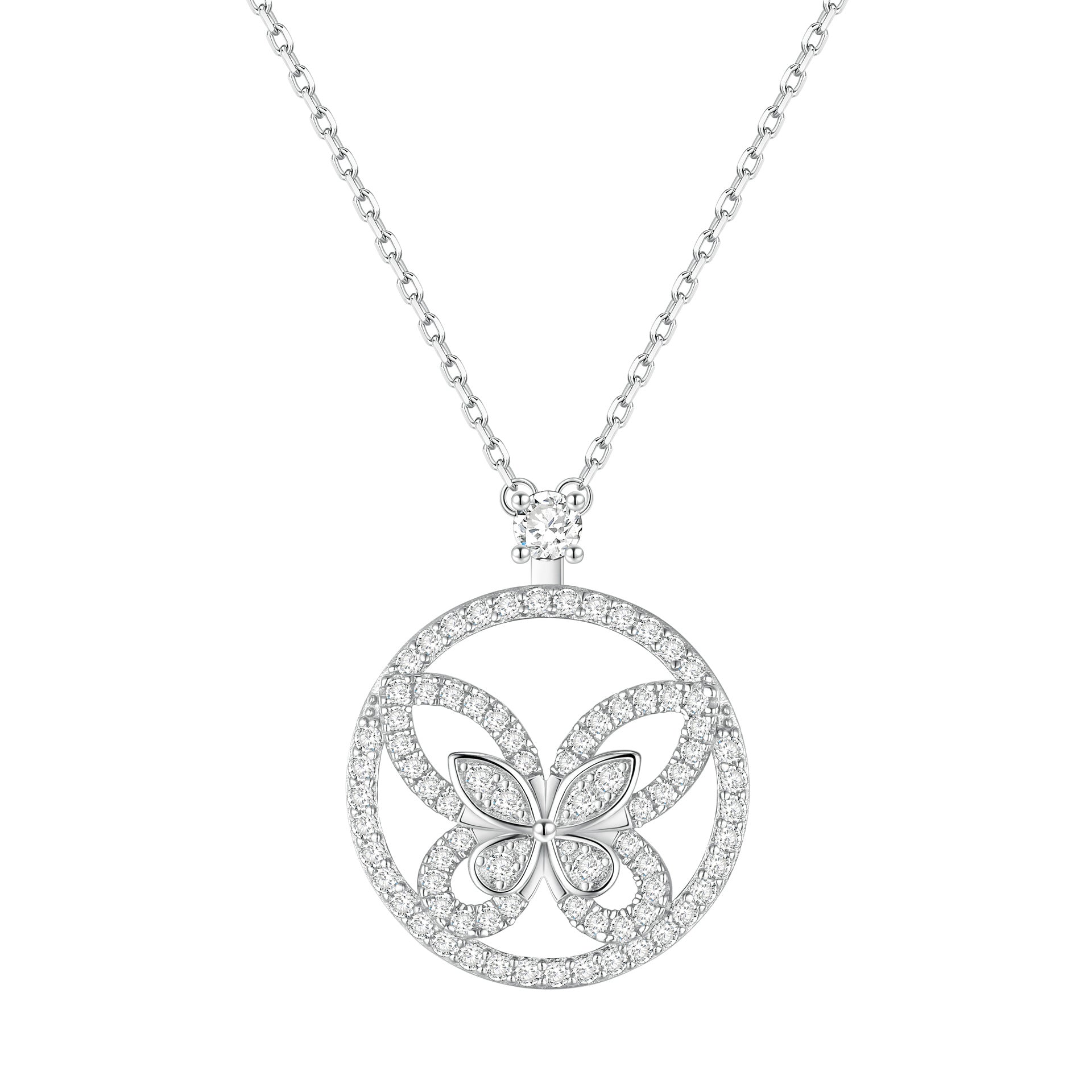 Full Diamond Phantom Butterfly Necklace | S925 Sterling Silver + Zircon - Ethereal Sparkle with Symbolic Elegance - Aruary Studio ｜ Artisanal Jewelry