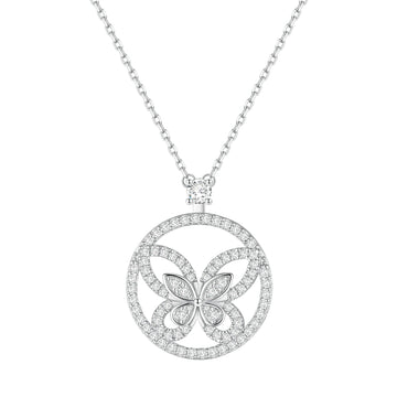 Full Diamond Phantom Butterfly Necklace | S925 Sterling Silver + Zircon - Ethereal Sparkle with Symbolic Elegance - Aruary Studio ｜ Artisanal Jewelry